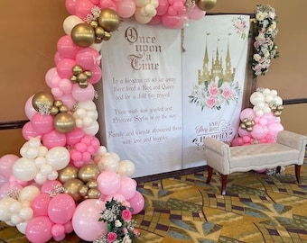 Fairytale Baby Shower Backdrop Once Upon a Time Banner Princess Birthday Party Decoration Fairytale Storybook Bridal Shower Photo booth