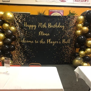 Personalized Happy Birthday Banner, 70th Birthday Backdrop, Custom Backdrop, 70th Birthday Party Decorations, Photobooth Backdrop 01DS19