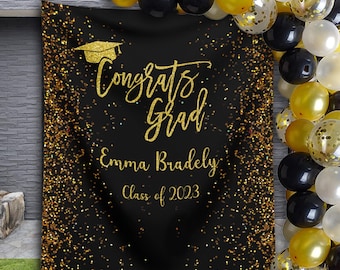 Graduation Party Decorations Class of 2024 Backdrop Congrats Grad Hat Decor Graduation Party Ideas Personalized High School Grad Photo Booth