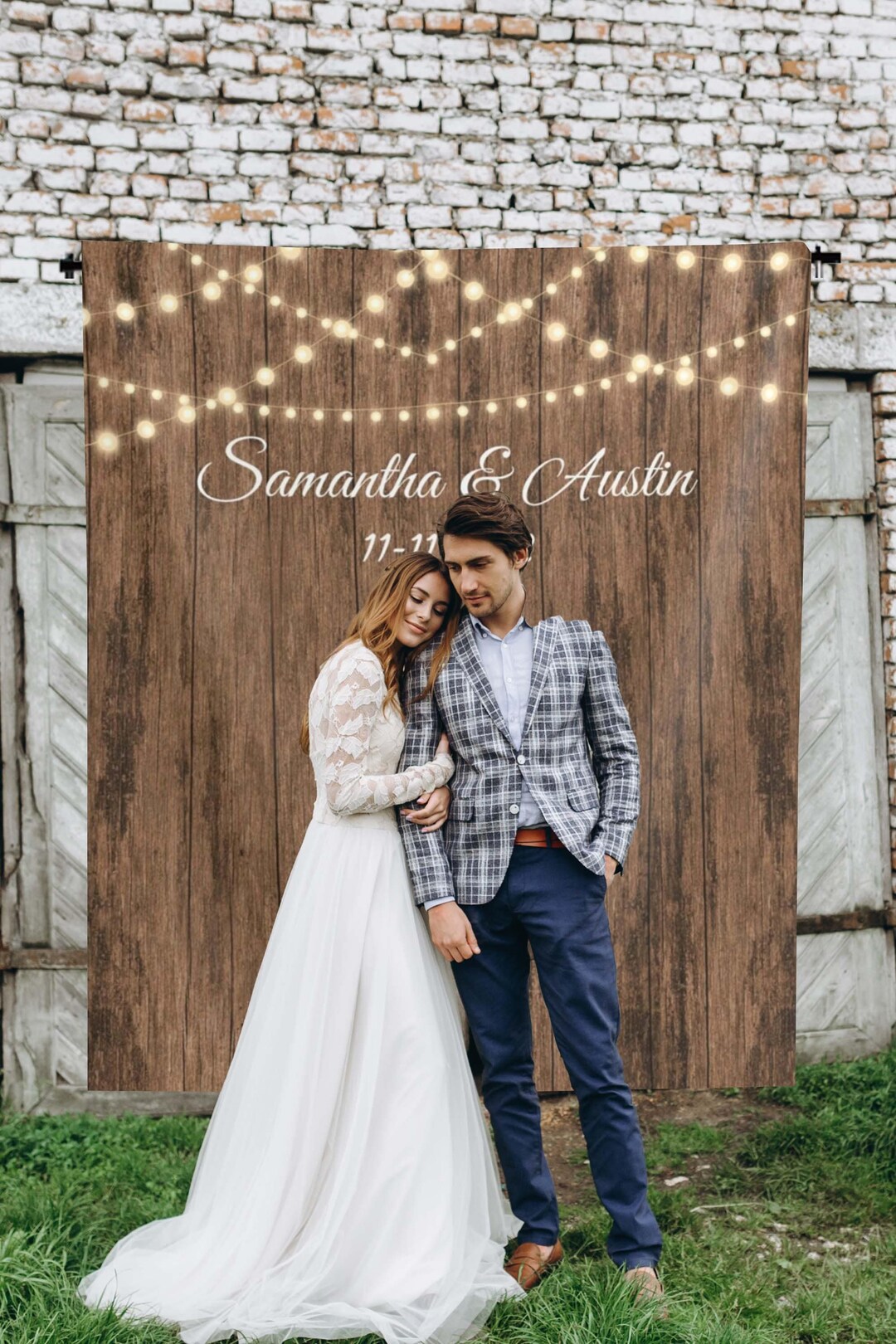 Rustic Wedding Reception Backdrop Backyard Photo Booth Background ...