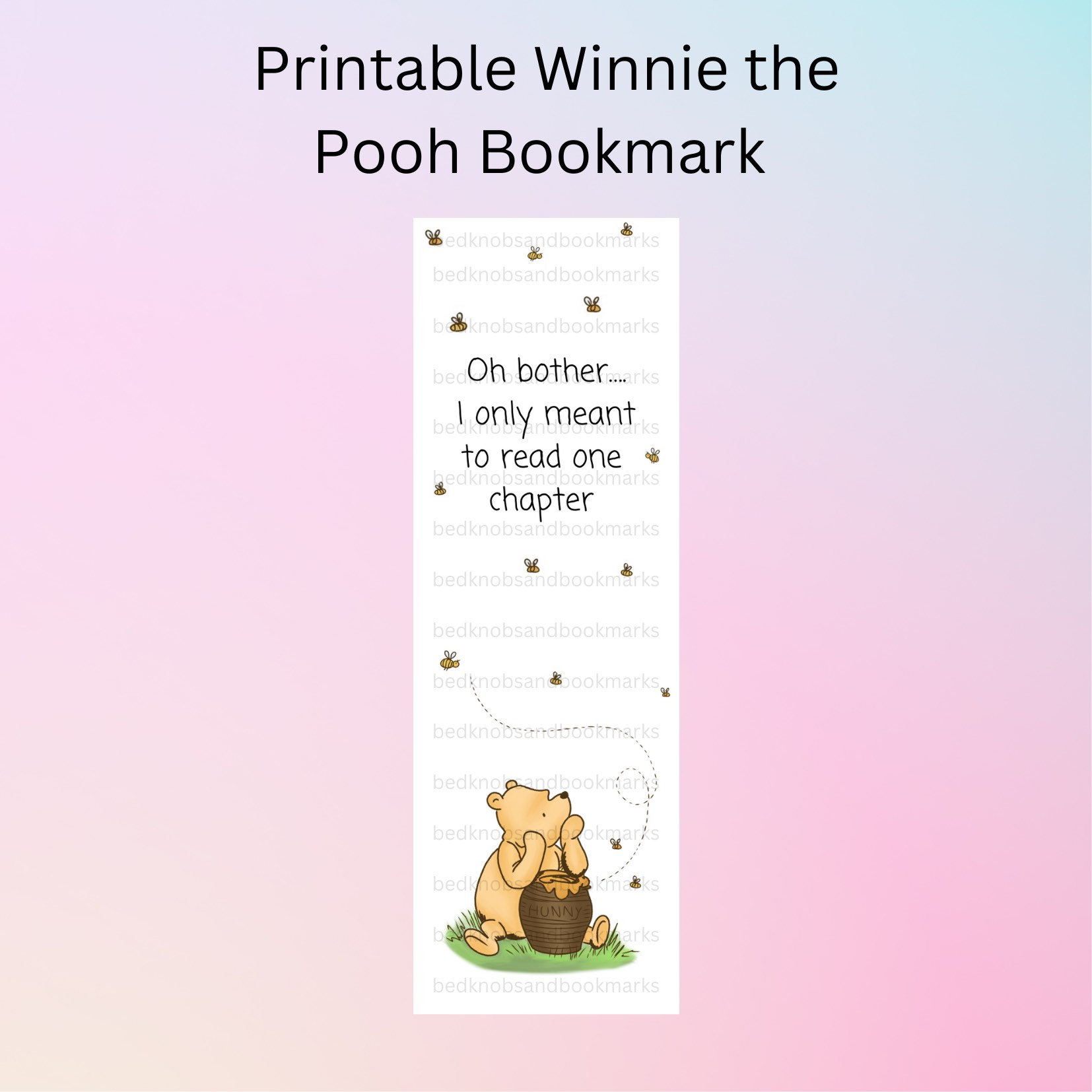Classic Winnie the Pooh Printable Bookmark, Vintage Winnie Th Pooh ...