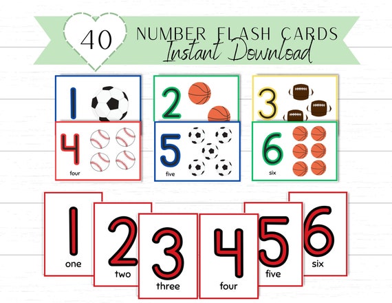 Numbers Flash Cards, Preschool Counting Flash Cards, Count To 20.