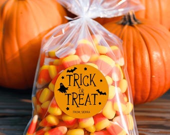 Custom Trick or Treat Halloween Favor Stickers - Set of 10