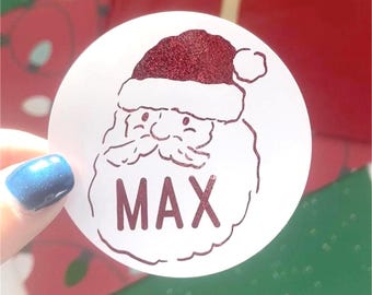 Foil Personalized Santa Claus Gift Stickers, Custom Gift From Santa Labels, Set of 12 Stickers