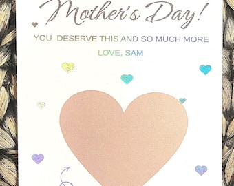 Tarjeta personalizada para el Día de la Madre, tarjetas rasca y gana, tarjetas de felicitación sorpresa para mamá, abuela y niñera.