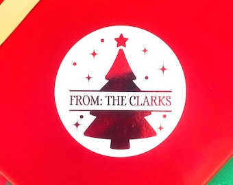 Christmas Tree Family Name Gift Sticker, Decorative Envelope Seals, Set of 12