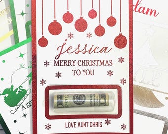 Custom Christmas Money Holder, Cash Gift for Family, Personalized Christmas Card