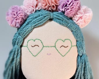 Cloth Doll Sewing Pattern, 13-inch Handmade Doll with Clothes, PDF Fabric Doll Shape, Make a Simple Doll for Beginners, Funny eyeglasses