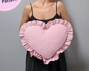 Cartamodello PDF per cuscino a forma di cuore, cuscino decorativo da cucire, decorazione per soggiorno fatta a mano