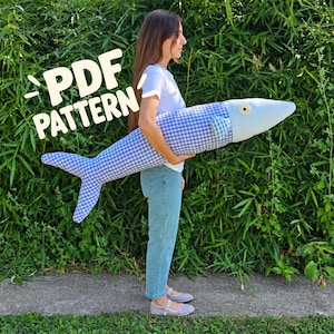 Sardine PDF Sewing Pattern, Huge Fish Plushie, Giant Stuffed Animal Pillow Pattern