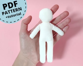 Tiny Doll Pattern PDF, 5 inch Rag Doll Body Sewing Pattern, Cloth doll, Fabric Doll, Soft Toy