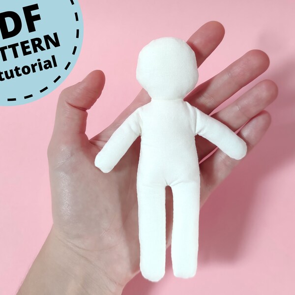 Tiny Doll Pattern PDF, 5 inch Rag Doll Body Sewing Pattern, Cloth doll, Fabric Doll, Soft Toy