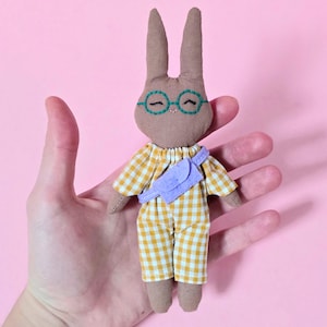 Miniature Doll Pattern Bunny for Dollhouse Tiny Doll Stuffed Animal Pattern 6-inch Mini Plush Toy Doll for Nursery Decor
