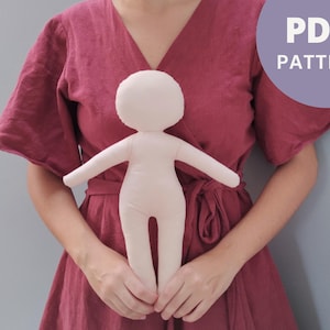 Modello per bambola di pezza da 16 pollici, Tutorial per cucire il corpo di una bambola vuota, Modello per bambola morbida, Modello di cucito semplice per bambini