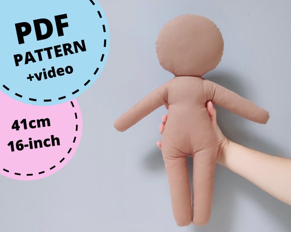 PDF Cloth Doll Pattern 16'', Blank Doll Body Sewing Tutorial, Soft Doll  Pattern, Rag Doll Body 