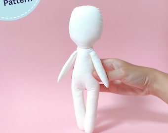 Patrón de costura para muñeca de trapo de 25 cm, tutorial de costura para cuerpo de muñeca en blanco, patrón PDF para muñeca de tela de 25 cm, cuerpo de muñeca de trapo