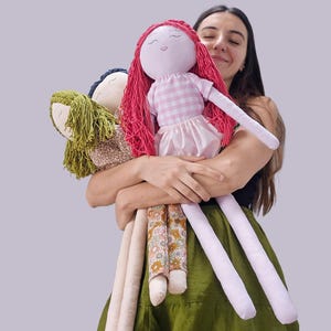 Modello per bambola di stoffa grande, modello per bambola da cucire in tessuto, modello per realizzare bambole, decorazione per la stanza dei bambini, semplice tutorial per bambola di pezza, download digitale