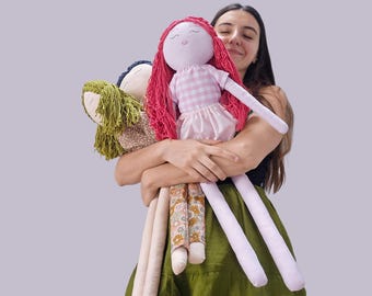 Large Cloth Doll Pattern, Fabric Sewing Doll Pattern, Doll Making Pattern, Kids Room Decor, Simple Rag Doll Tutorial, Digital Download