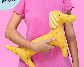 Dachshund Plushie PDF Sewing Pattern, Easy Sausage Dog Toy, DIY Stuffed Animal Project