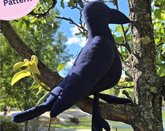 Crow Plushie PDF Sewing Pattern, Gothic Raven Toy, Beginner DIY Stuffed Animal