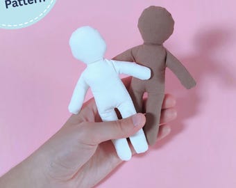 Eenvoudig poppenpatroon voor een poppenhuis, handgemaakt poppenpatroon, naaipatroon voor een simpel, klein, zacht speelgoed