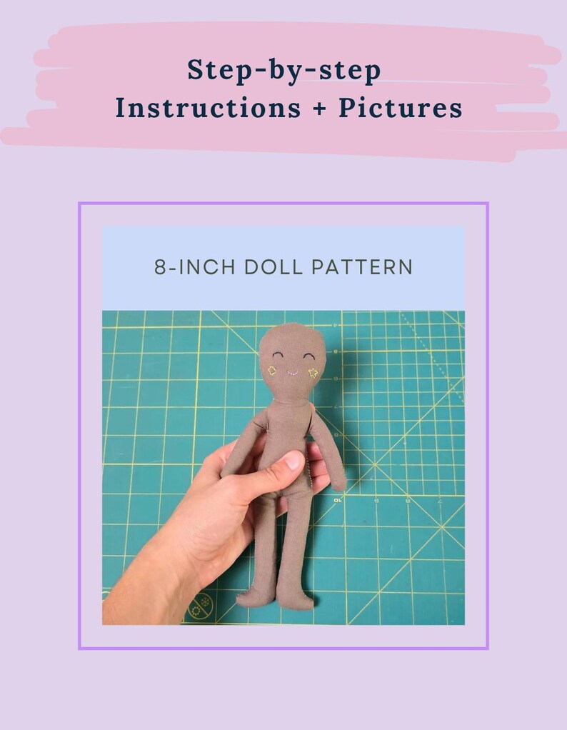 Basic Simple Doll Pattern Easy Beginner Doll Sewing Pattern PDF, Simple One-piece Blank Doll, 8 ...