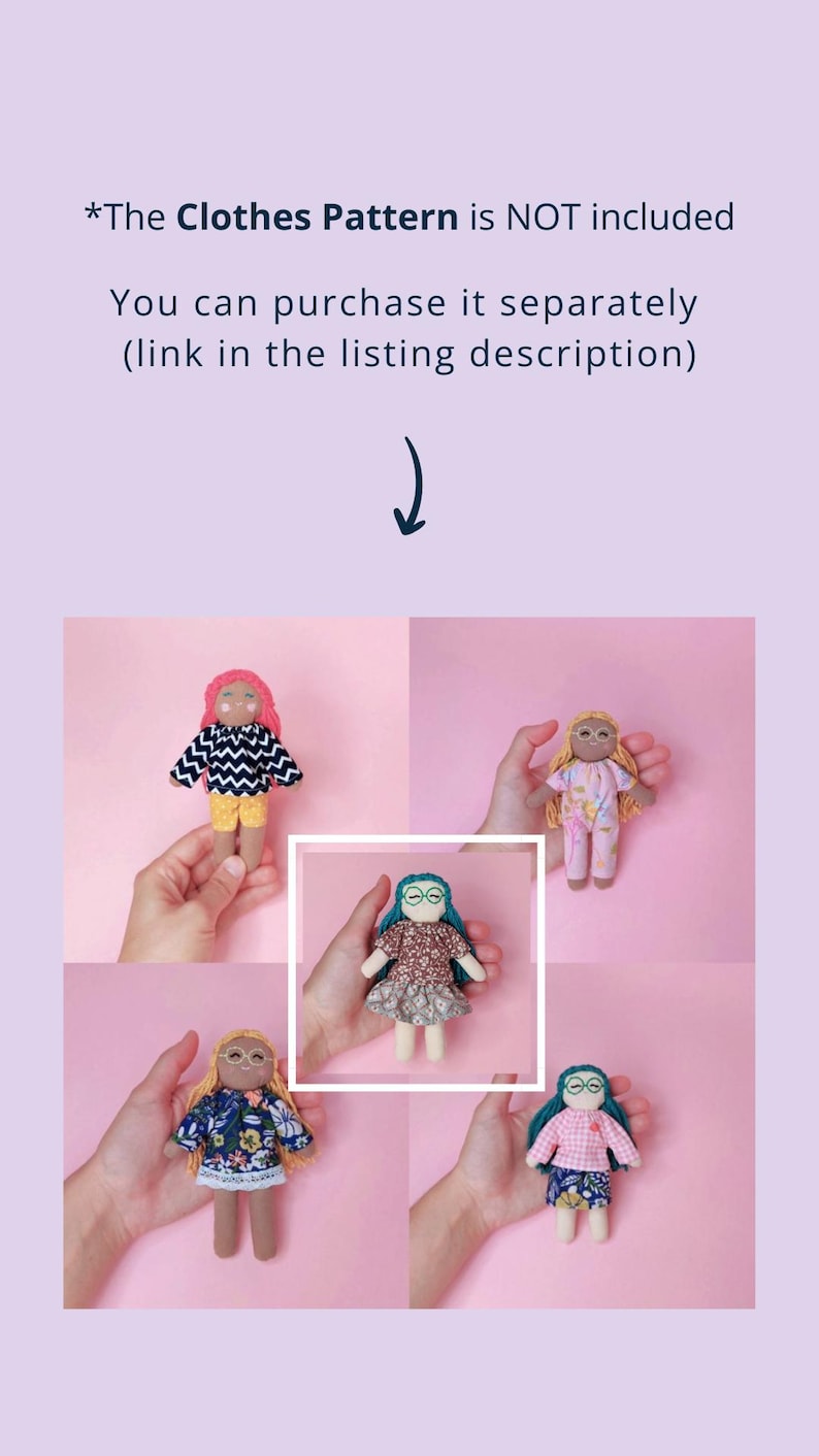 Tiny Doll Pattern PDF, 5 Inch Rag Doll Body Sewing Pattern, Cloth Doll ...