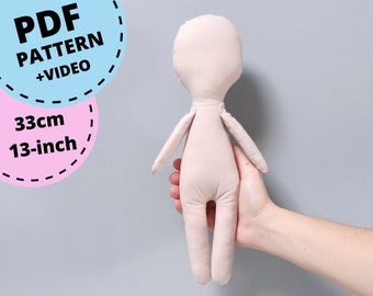 PDF Doll Pattern 33 cm Printable Sewing Rag Doll Pattern for Beginners