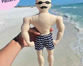Naaipatroon voor een zwemmerspop (PDF), cadeau voor zwemmers, handgemaakte actiefiguur, leuk naaiproject voor beginners, zachte bodybuilderpop, cadeau voor een zwemcoach