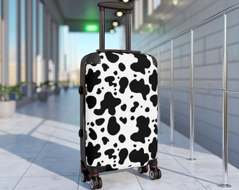 Cow Print Suitcase, Carry On Luggage, Cabin Bag, Custom Luggage, Unique Travel Bag, Cow Print Gift, Gift for Him or Her