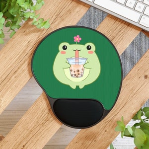 Alfombrilla de ratón con reposamuñecas de rana kawaii, regalo kawaii, alfombrilla de ratón para ordenador, regalos de oficina, regalo para compañeros de trabajo, alfombrilla de ratón personalizada con gel para muñeca