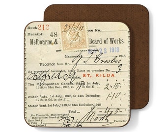 May include: A vintage receipt from the Board of Works in Melbourne, Australia, dated 1918. The receipt is for rates on premises No. 3, Alfred Street, St. Kilda. The total amount due is 47 shillings and 5 pence.