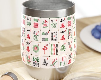 Mahjong Wine Tumbler, Mah-jongg Player Gifts, mahj accessories preppy girl aesthetic mah jong, Mahjong Party Gift