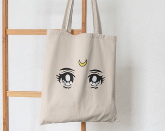 Anime Tote Bag, Cute Tote bag, Anime eyes Tote, Tote Bags, Canvas Reusable Grocery Bag, Y2k, 90s, reusable grocery bag