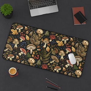 Podkładka pod mysz Botanical Desk Mat, podkładka pod mysz Mushroom, podkładka pod mysz Enchanted Herbs, akcesorium biurowe Wiccan Altar, podkładka pod klawiaturę Dark Cottagecore, Cottage core zdjęcie 6