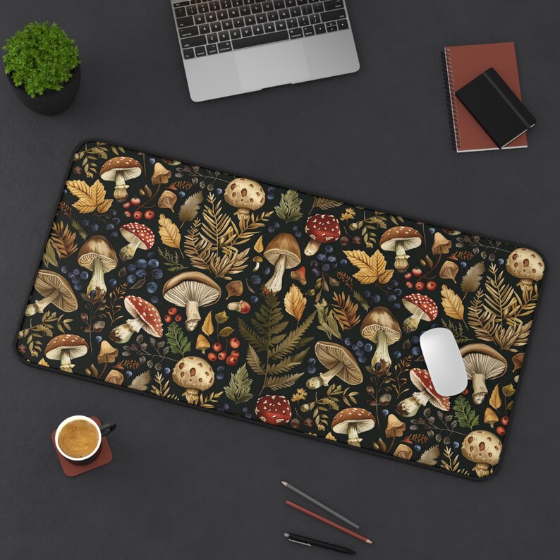 Podkładka pod mysz Botanical Desk Mat, podkładka pod mysz Mushroom, podkładka pod mysz Enchanted Herbs, akcesorium biurowe Wiccan Altar, podkładka pod klawiaturę Dark Cottagecore, Cottage core zdjęcie 6