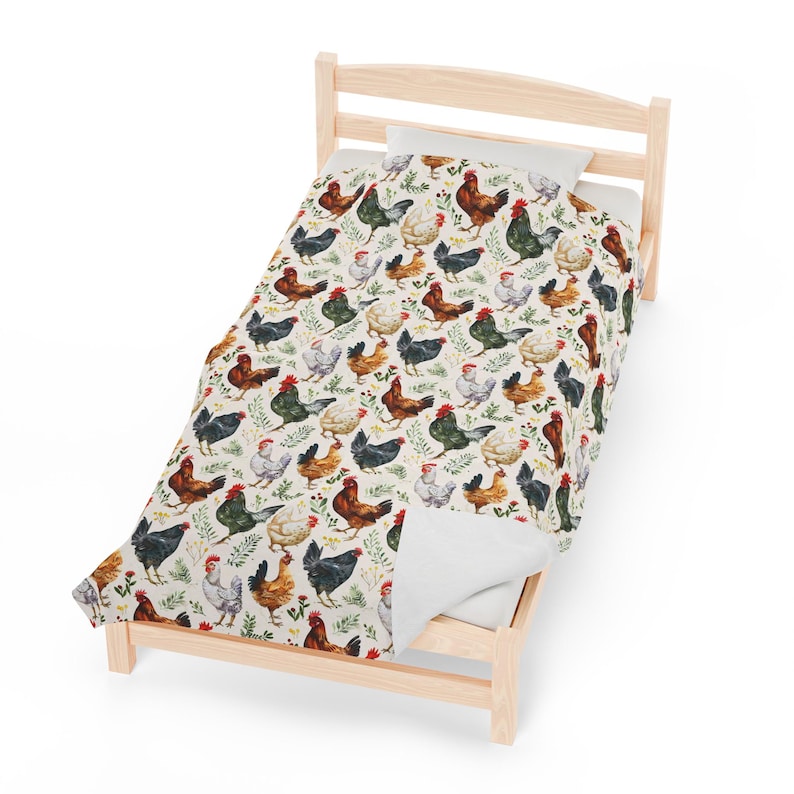 Chicken and Flowers Blanket Farmhouse Decor Wildflower Blanket Chicken Lover Gift Farm Animal Sofa Throw Farmer Gift Cottagecore decor Gifts image 9