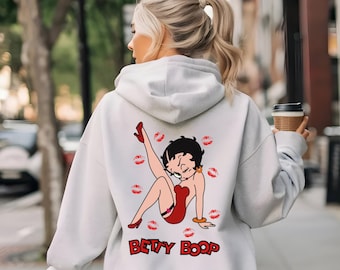 Betty Boop Hoodie, 90s Hoodie, Girly sweater Gift, Y2K Clothing, tshirt, Crewneck, Vintage Cartoon Character Sweatshirt, t shirt, Gifts