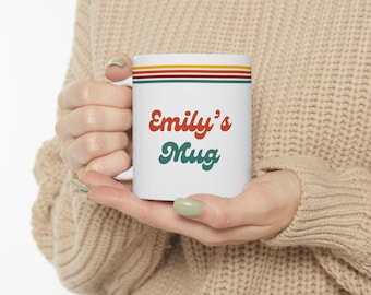 Custom Retro Mug, 70s Style mug, Personalized Gift For Him, Vintage Coffee Cup, Personalised Gifts For Her Custom Colleague Coworker Friend