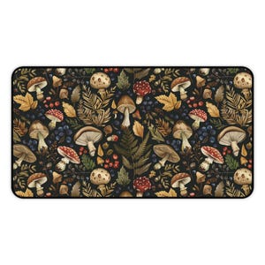 Podkładka pod mysz Botanical Desk Mat, podkładka pod mysz Mushroom, podkładka pod mysz Enchanted Herbs, akcesorium biurowe Wiccan Altar, podkładka pod klawiaturę Dark Cottagecore, Cottage core zdjęcie 2
