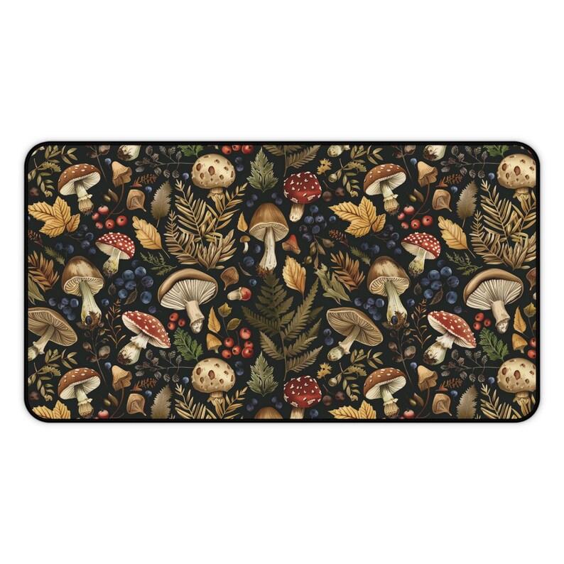 Podkładka pod mysz Botanical Desk Mat, podkładka pod mysz Mushroom, podkładka pod mysz Enchanted Herbs, akcesorium biurowe Wiccan Altar, podkładka pod klawiaturę Dark Cottagecore, Cottage core zdjęcie 2
