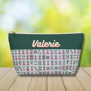 Personalized Mahjong Tile Bag, Custom Mah jong Zipper Pouch, Chinese Board Game Gift, Mahj Lover Accessories, Gifts for Mom Women Tiles