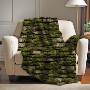 Moss Brick Blanket Lush Green Moss Velveteen Plush Blanket Cottagecore Blanket Cottagecore Decor Forestcore Blanket Sofa Blanket Throw Gift