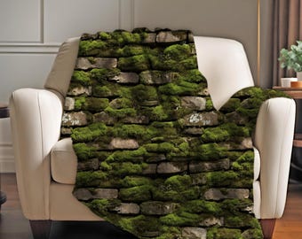Moss Brick Blanket Lush Green Moss Velveteen Plush Blanket Cottagecore Blanket Cottagecore Decor Forestcore Blanket Sofa Blanket Throw Gift