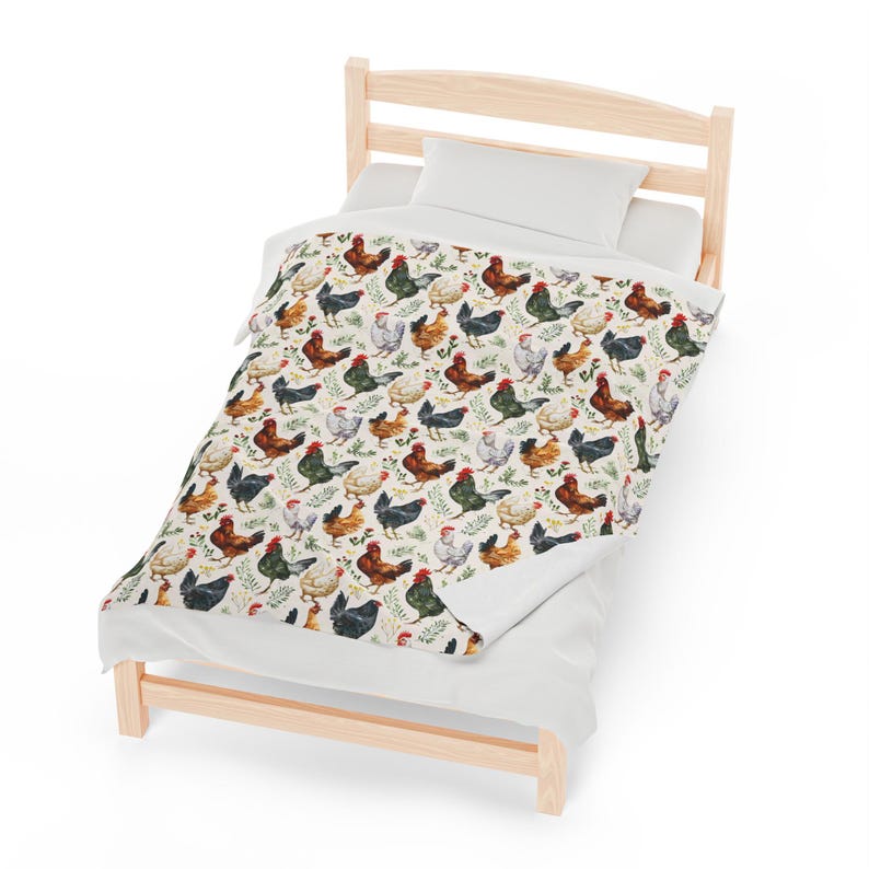 Chicken and Flowers Blanket Farmhouse Decor Wildflower Blanket Chicken Lover Gift Farm Animal Sofa Throw Farmer Gift Cottagecore decor Gifts image 8