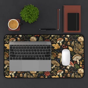 Podkładka pod mysz Botanical Desk Mat, podkładka pod mysz Mushroom, podkładka pod mysz Enchanted Herbs, akcesorium biurowe Wiccan Altar, podkładka pod klawiaturę Dark Cottagecore, Cottage core zdjęcie 8