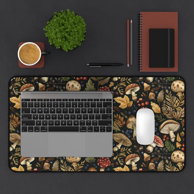 Podkładka pod mysz Botanical Desk Mat, podkładka pod mysz Mushroom, podkładka pod mysz Enchanted Herbs, akcesorium biurowe Wiccan Altar, podkładka pod klawiaturę Dark Cottagecore, Cottage core zdjęcie 8