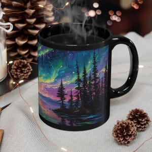 Northern lights Mug Polar Light Tea Cup Aurora Borealis Coffee Mug Night Sky Ceramic Mug Celestial Arctic Gift Aurora Gifts Drinkware