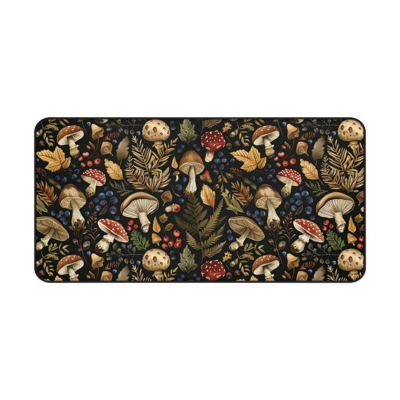 Podkładka pod mysz Botanical Desk Mat, podkładka pod mysz Mushroom, podkładka pod mysz Enchanted Herbs, akcesorium biurowe Wiccan Altar, podkładka pod klawiaturę Dark Cottagecore, Cottage core zdjęcie 3