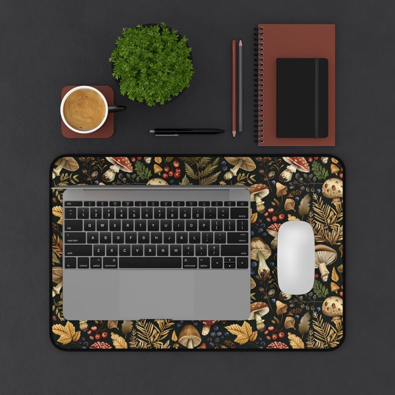 Podkładka pod mysz Botanical Desk Mat, podkładka pod mysz Mushroom, podkładka pod mysz Enchanted Herbs, akcesorium biurowe Wiccan Altar, podkładka pod klawiaturę Dark Cottagecore, Cottage core zdjęcie 7